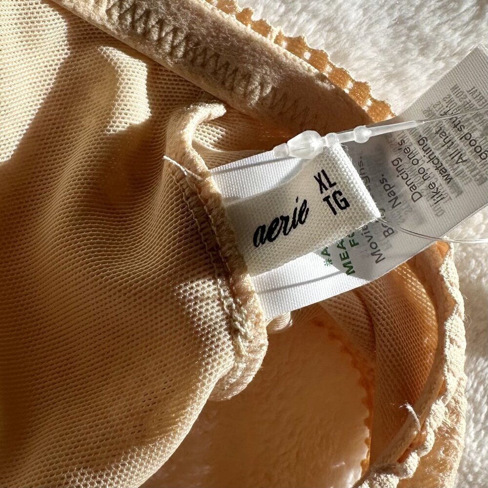 NWT Aerie Tan Cream Coral Lace Bandeau Bralette - Size: Extra Large - Picture 3 of 6